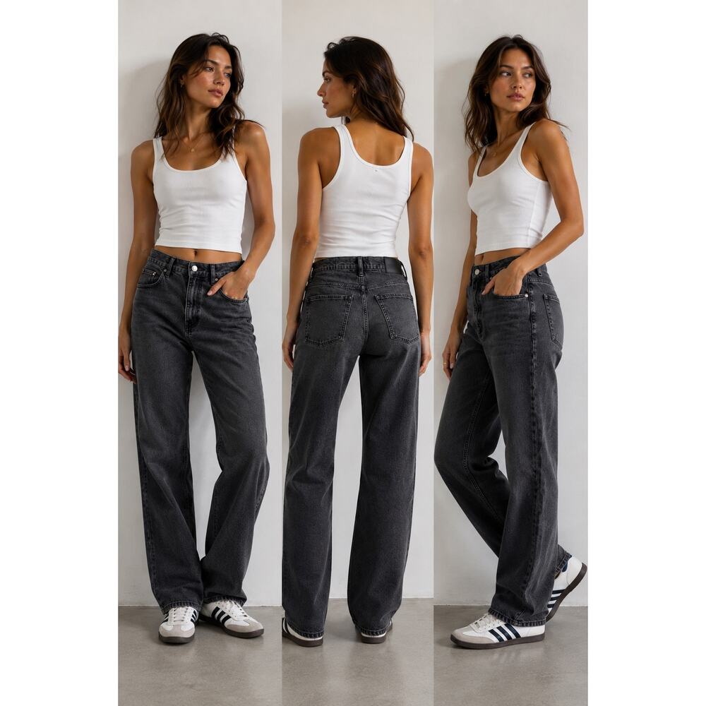 Everlane The Way High Jean Gray Wash Organic Cotton Straight Leg Jean 31 Regular